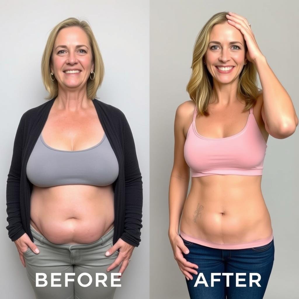 Before and after transformation of HepatoBurn user Jennifer