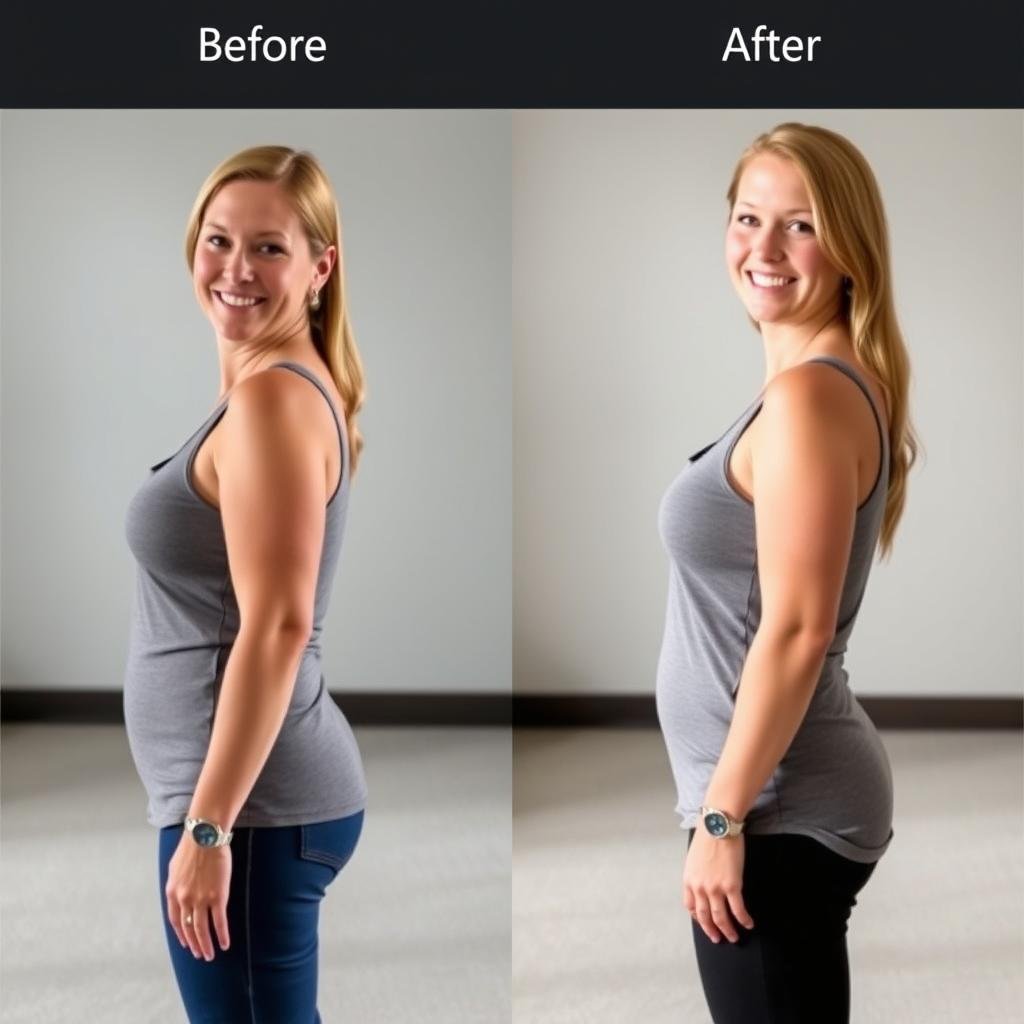 Before and after transformation of HepatoBurn user Melissa