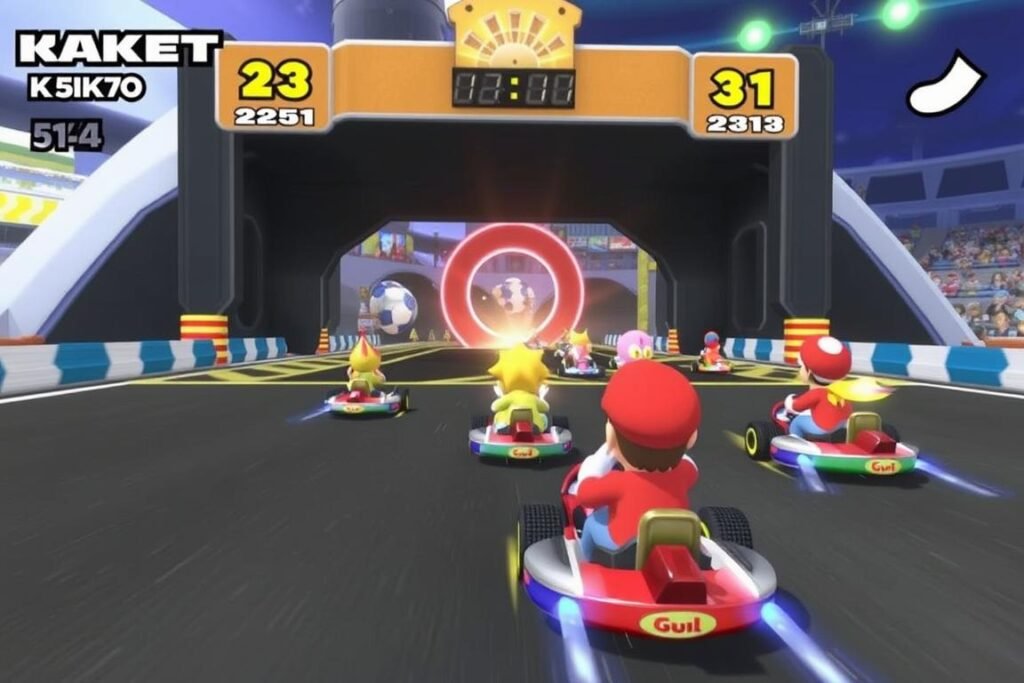 Global Battle Arena elimination gate in Mario Kart World