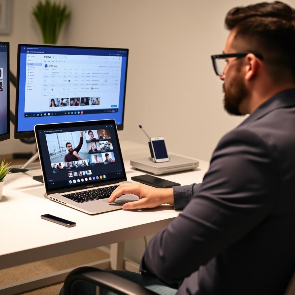 Marketer using InVideo AI video generator for social media content