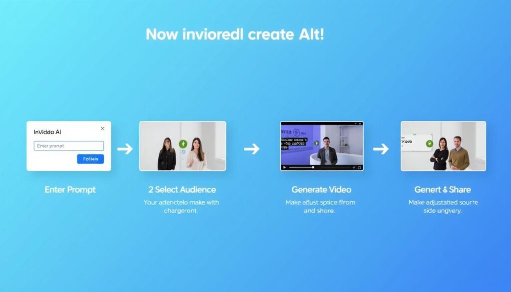 Step-by-step process of creating a video with InVideo AI video generator