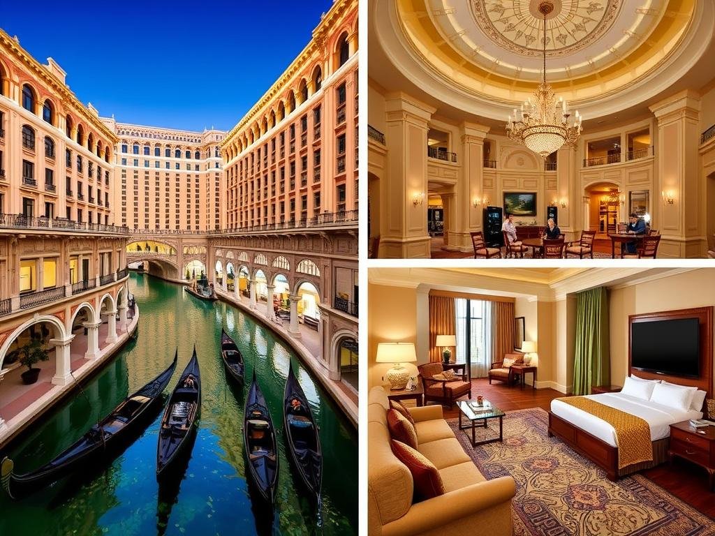 The Venetian Resort Las Vegas showing canal and luxury accommodations at affordable prices