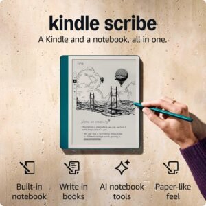 Amazon Kindle Scribe 64GB (newest model)- Redesigned display with uniform borders. Now write on books and documents. With built-in notebook summarization. Includes Premium Pen -...