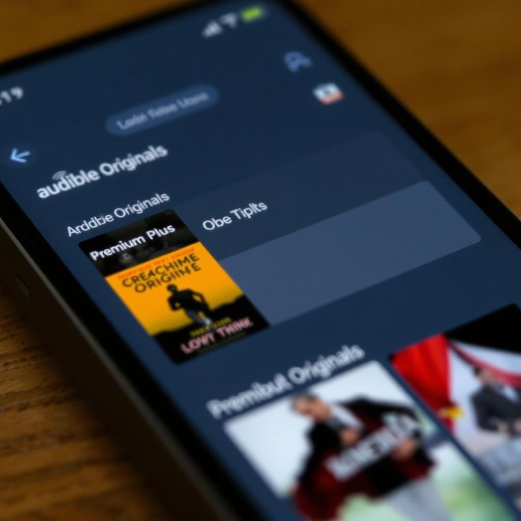 Audible Premium Plus £0.99 app interface showing exclusive content