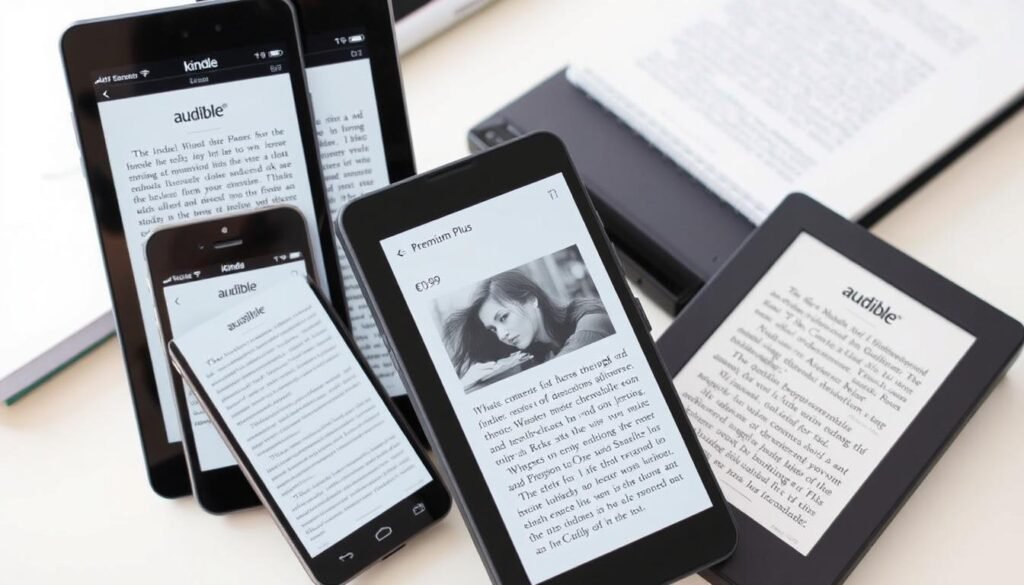 Devices showing Audible Premium Plus £0.99 and Kindle WhisperSync integration