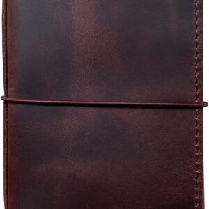 Travelers Notebook Cover with Inner Pockets, Card Slots and Pen Holder, Passport Size, Dark Brown